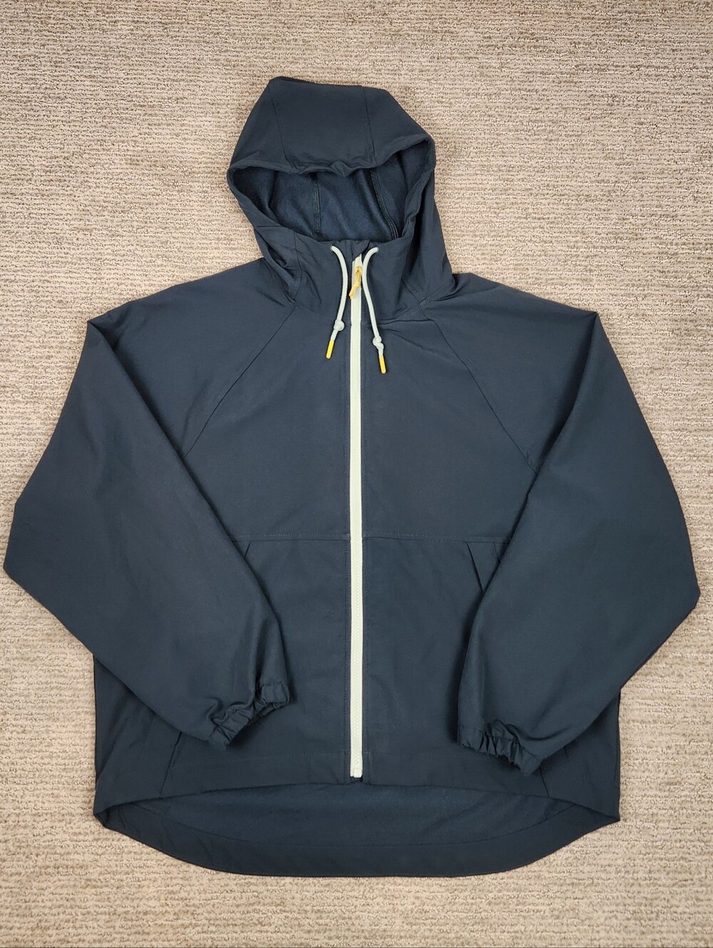 Old Navy Stretch Tech Jacket Women M Emerald Green Water Resistant Zip Hood Rain